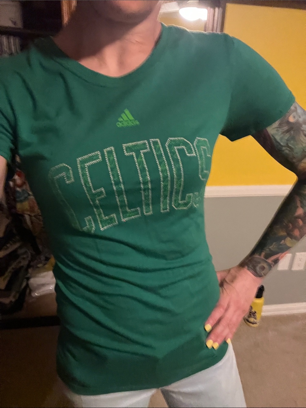 adidas Green Celtics Graphic Crewneck Tee